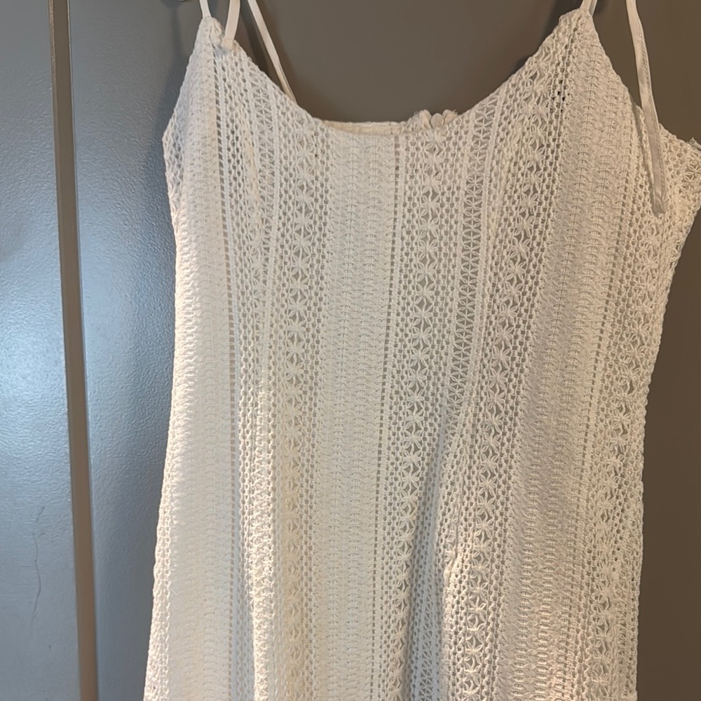 NWT S White Crochet Spaghetti Strap Dress
